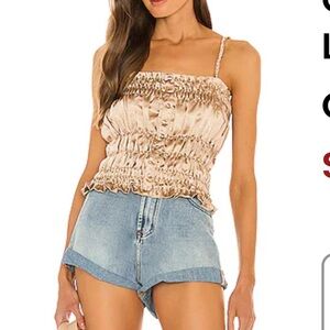 Line & Dot Gold Ruched Top